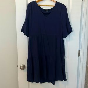 Tiered navy blue dress women large